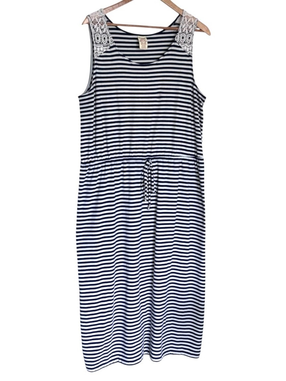 Faded Glory Dress Women’s XXL Blue White Striped MIDI Sleeveless